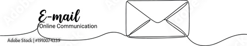 Continuous line drawing of an email envelope icon for digital communication marketing and online business contact services