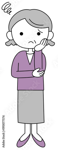 ゆるくてかわいいデフォルメおばあちゃんの「困る」イラスト