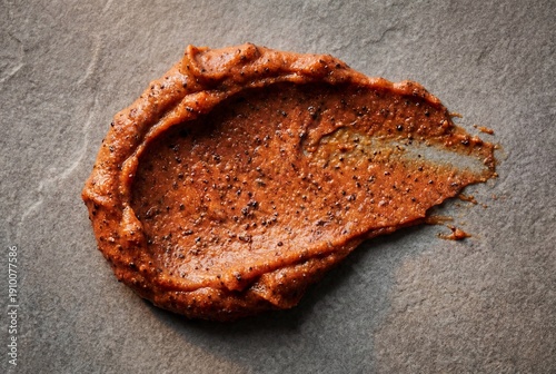 Wallpaper Mural Orange exfoliating body scrub smear with grainy particles on grey slate stone background top view Torontodigital.ca