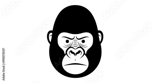 Angry Gorilla Face Silhouette Illustration.