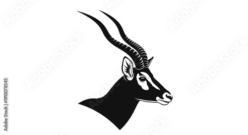 Black and White Antelope Head Illustration 1.