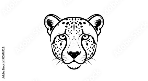 Black and White Illustration of Leopard Head 3.