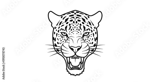 Black and White Illustration of Leopard Head 6.