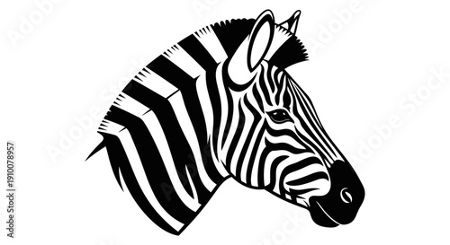 Black and White Zebra Head Illustration.