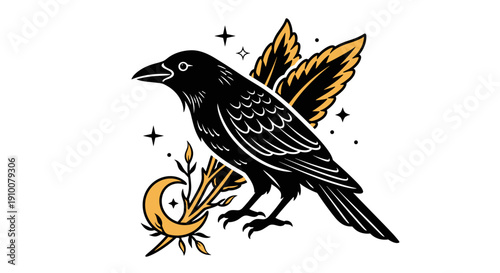 Black Crow with Golden Wings and Egg.