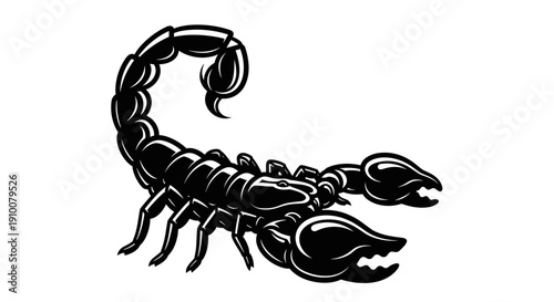 Black Scorpion Illustration with Raised Tail.
