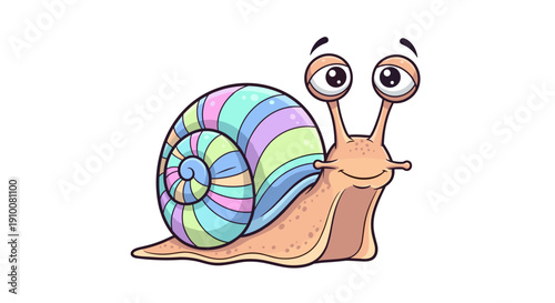 Colorful Cartoon Snail with Big Eyes.