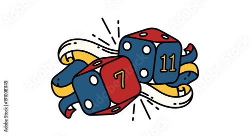 Colorful Dice Rolling on White Background.