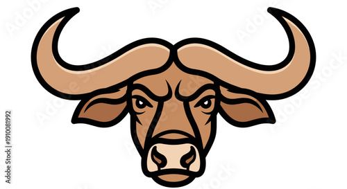 Illustration of a Bull Head with Horns.