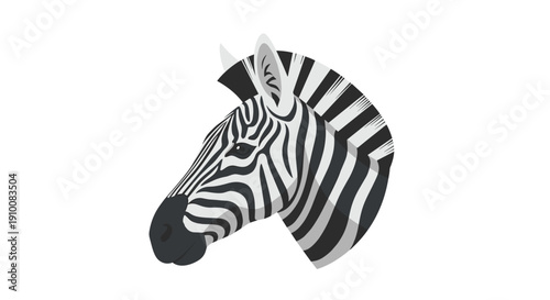 Zebra Head with Striped Pattern Closeup.