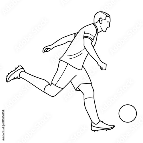 Dynamic illustration of soccer player in action kicking the ball with energetic movement, perfect for sports themes and energetic designs