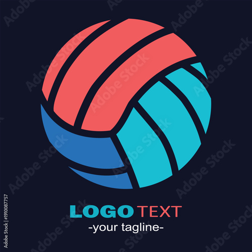 Creative volleyball logo with flowing wave design and vibrant dual colors. Perfect for sports teams, sport brands, leagues, and youth athletic organizations.