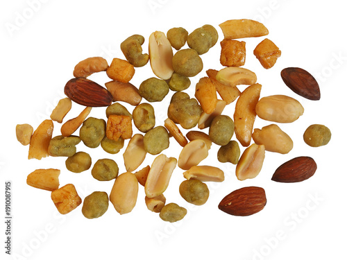 Konstfotografi Nut Mix Assortment: A colorful array of mixed nuts, offering a medley of textures and tastes, perfect for a healthy and delicious snack