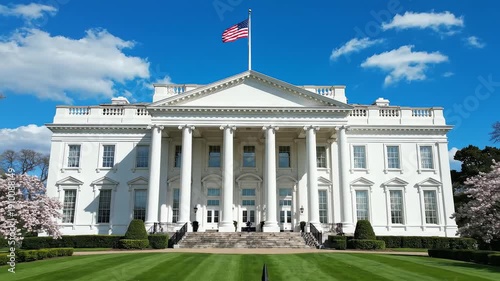 White House with cherry blossoms