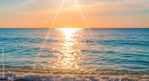 Golden Ocean Sunset Over Calm Sea