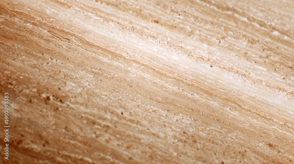 Obraz premium Warm Travertine Stone Texture, Abstract Natural Background with Fine Grain and Soft Light, Close-Up Detail