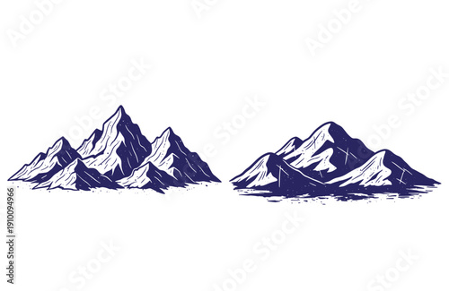 Grunge texture Snowy mountain range landscape with rugged peaks and slopes  scenic view of high altitude mountains Vintage Style