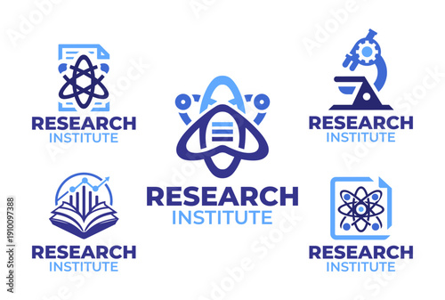 5 Research Institute Logo Set Modern Minimalist Scientific Design Collection