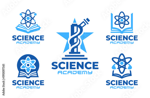 5 Science Academy Logo Set Modern Minimalist Educational Design Collection