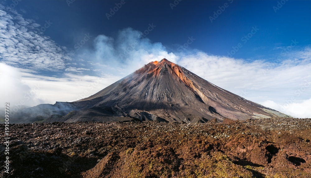 Fototapeta premium Volcano Mountain On Transparent Background