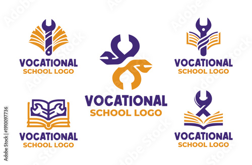 5 Vocational School Logo Set Modern Minimalist Educational Design Collection