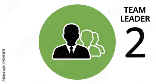 Team leader icon with group of people and number two.