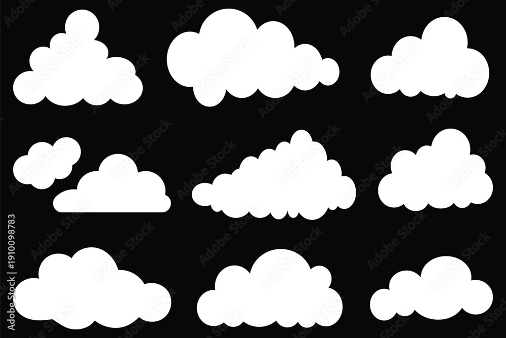 Fototapeta premium Cloud icon set. Natural weather symbol of rain, cloud services, hosting.
