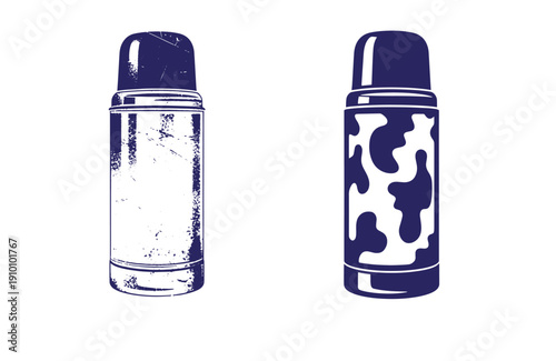 Grunge texture Two navy blue and white deodorant sticks with different designs on white background Vintage Style