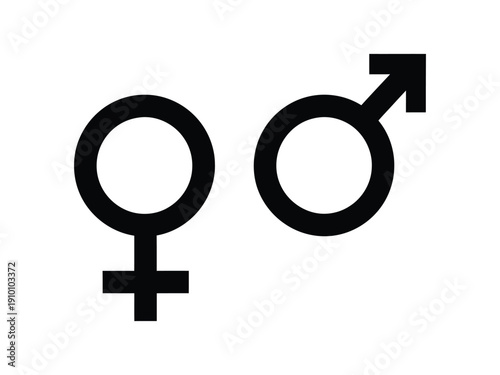 Simple black symbols for male and female, representing gender, partnership, or diversity.