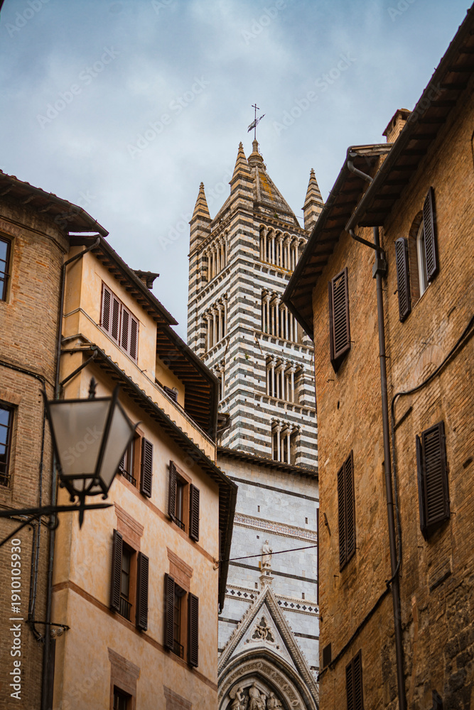 Obraz premium The cityscape of the Siena City, Italy, on a cloudy day