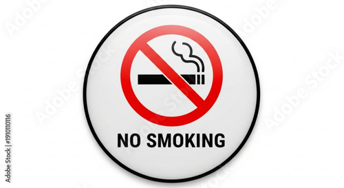 No smoking sign with red circle and cigarette icon on white background
