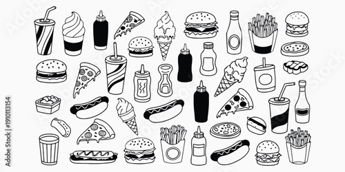 Fast food and drink illustrations collection