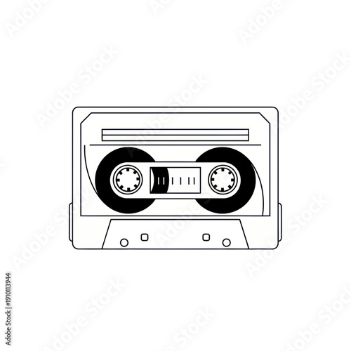 Vintage Cassette Tape Icon, Retro Audio Music Symbol, Nostalgic Media Format