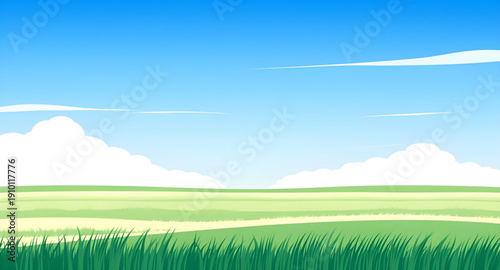 nature, meadow, grassland, greenfield, field, pasture, lawn, landscape, scenery, countryside, rural, outdoor, horizon, plains, farmland, sky, bluesky, clouds, cloudscape, daylight, sunshine, sunny, br