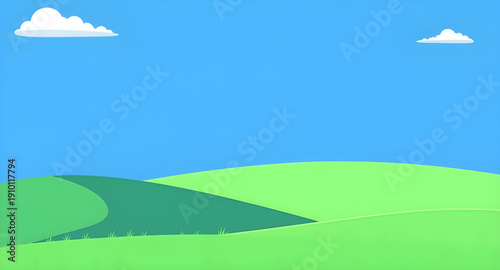 landscape, nature, grass, green, meadow, field, pasture, plain, countryside, rural, outdoor, scenery, horizon, farmland, sky, blue, clouds, cloudscape, daylight, sunlight, sunny, bright, fresh, calm, 