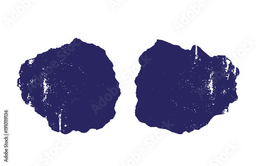 Grunge texture Two dark blue grunge ink blots on white background for design and artistic use Vintage Style