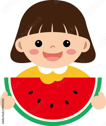 수박을 먹는 어린이