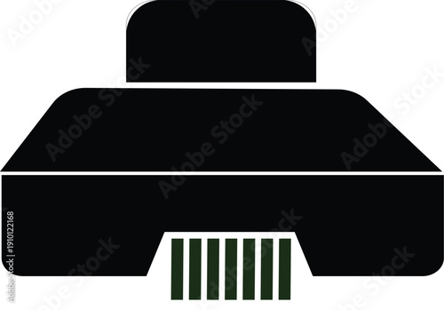 Black Printer Icon Isolated on White Background