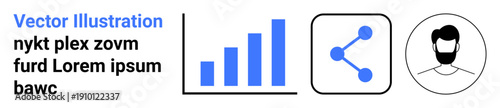Business growth, data analysis, social media, digital networking, user identity, online engagement. Bar graph, share icon user avatar. Business growth and data analysis visualization Free Download Business growth, data analysis, social media, digital networking, user identity, online engagement. Bar graph, share icon user avatar. Business growth and data analysis visualization - GFXLoad
