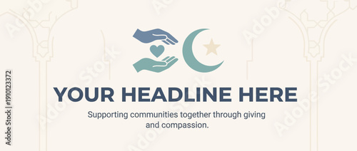 Digital Logo with Hands, Heart, Crescent Moon and Compassion for Charitable Communities