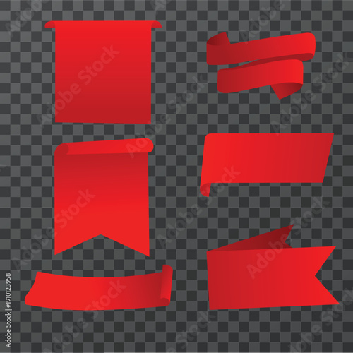 red ribbon collection set and ribbons for elegant labels