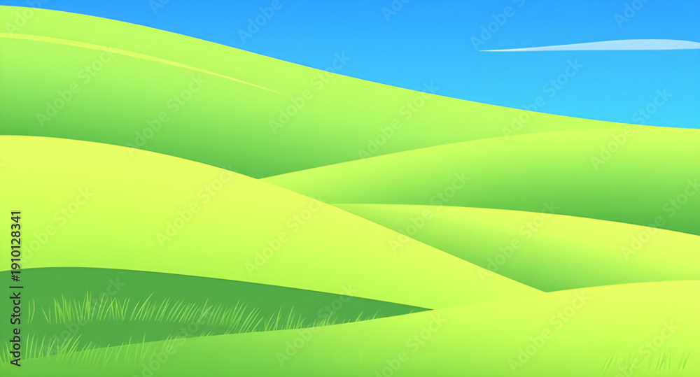 Obraz premium landscape, grassland, meadow, green, field, pasture, lawn, nature, scenery, countryside, rural, outdoor, horizon, plains, farmland, sky, bluesky, clouds, cloudscape, daylight, sunshine, sunny, bright,