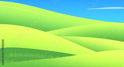 landscape, grassland, meadow, green, field, pasture, lawn, nature, scenery, countryside, rural, outdoor, horizon, plains, farmland, sky, bluesky, clouds, cloudscape, daylight, sunshine, sunny, bright,