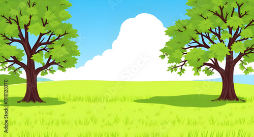 landscape, nature, grass, greenfield, meadow, field, pasture, plain, countryside, rural, outdoor, scenery, horizon, farmland, sky, blue, clouds, cloudscape, daylight, sunlight, sunny, bright, fresh, c