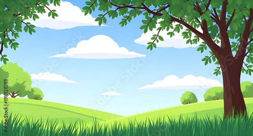 landscape, nature, grass, greenfield, meadow, field, pasture, plain, countryside, rural, outdoor, scenery, horizon, farmland, sky, blue, clouds, cloudscape, daylight, sunlight, sunny, bright, fresh, c