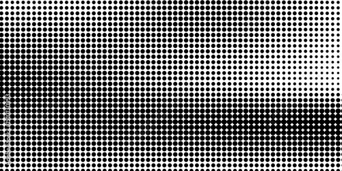 Dotted gradient vector illustration, white and black halftone background, horizontal seamless dotted lines, monochrome dots texture backdrop, retro effect. modern