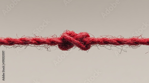 Wallpaper Mural Close-up of a red twisted rope tied in a knot against a neutral background. Torontodigital.ca