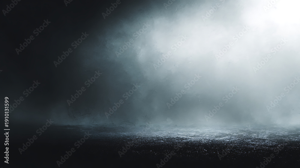 Fototapeta premium Atmospheric Fog and Light on Wet Ground mist smoke