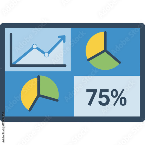 Illustration of a digital dashboard with charts and a percentage indicator.