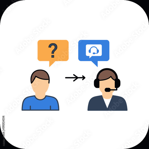 Illustration of a customer service representative assisting a customer via chat.